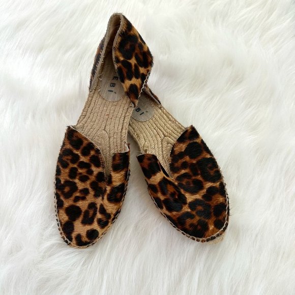 Manebi Espadrilles Leopard Calf Hair Open Side Boho Neutral #D62OLEO EU 38 US 8 - Picture 1 of 9